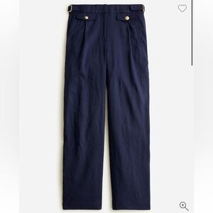 NWT J. Crew Mario Bellucci Side-Tab Italian Linen Trouser in Navy, Size 6P
